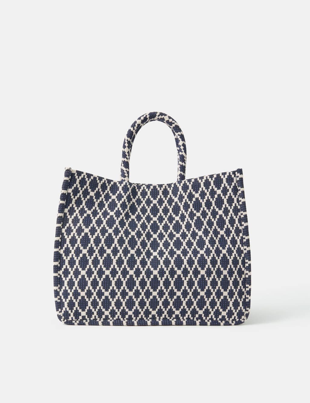 ACCESSORIZE Fabric Geometric Tote Bag Navy