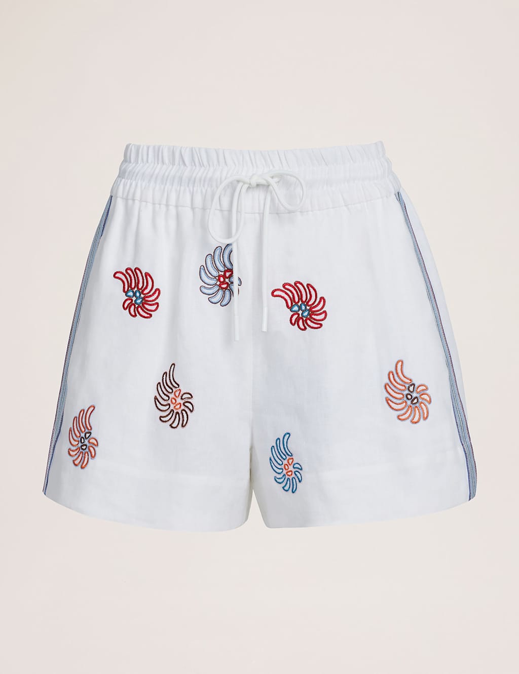 Saba Women's Pure Linen Embroidered Shorts - 8 - Multi - Available at M&S