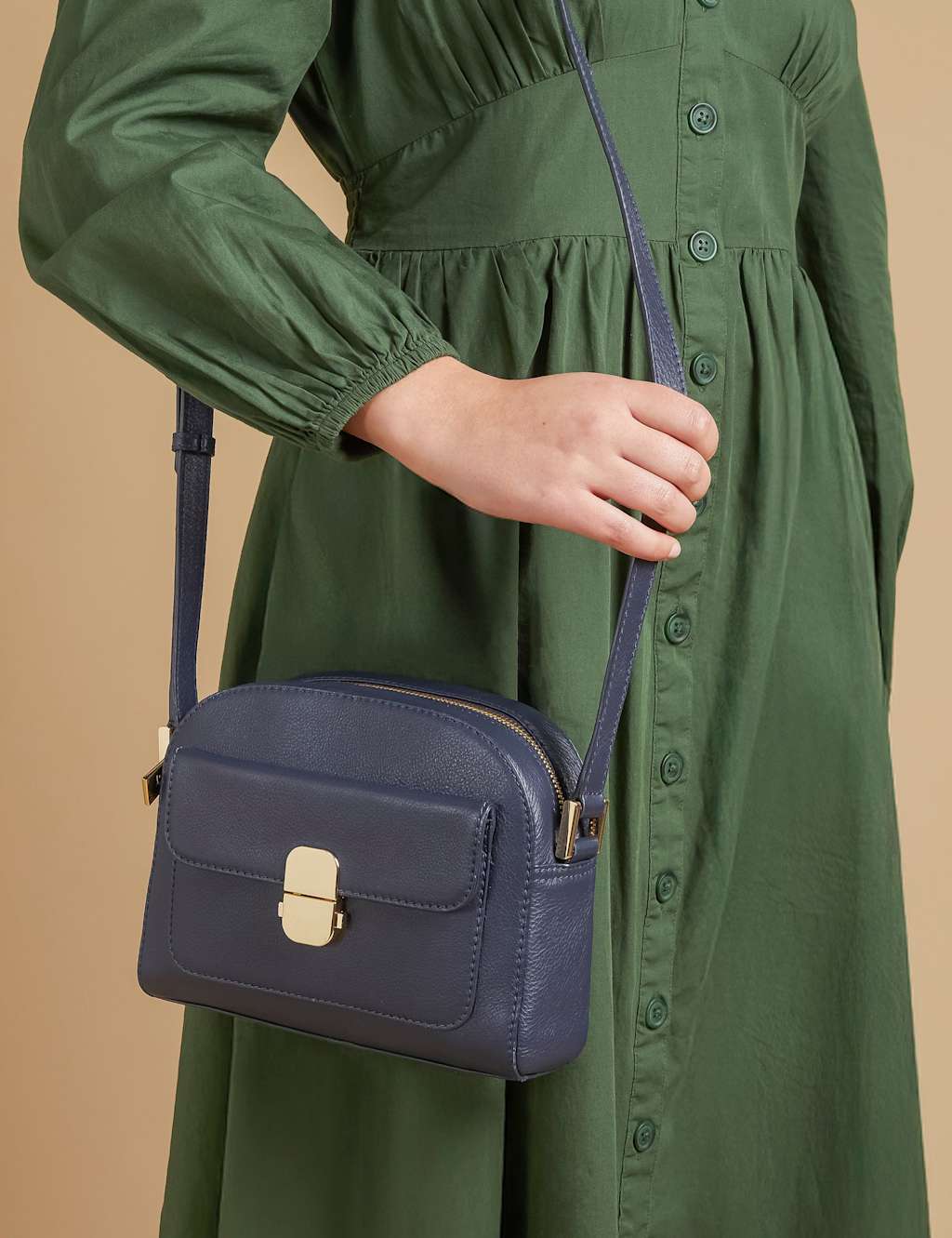 Jones Bootmaker Leather Shoulder Bag Navy