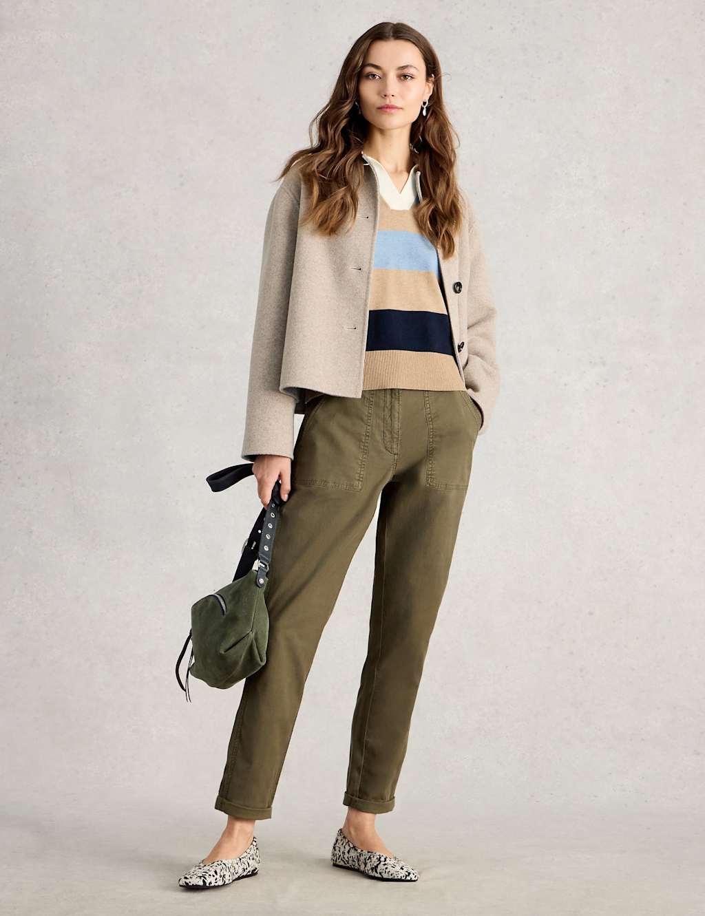 White Stuff Women's Tapered Ankle Grazer Chinos with Linen - 12 - Green - Available at M&S