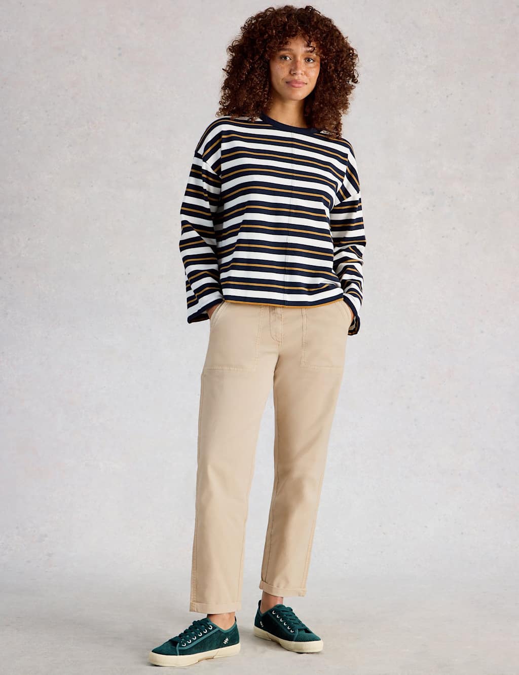 White Stuff Women's Tapered Ankle Grazer Chinos with Linen - 14 - Natural - Available at M&S