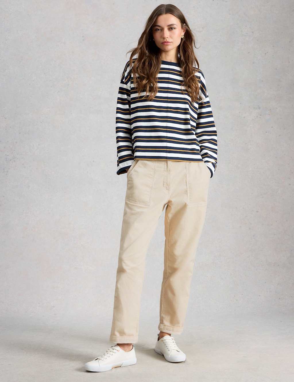 White Stuff Women's Cord Tapered Ankle Grazer Trousers - 18 - Natural - Available at M&S