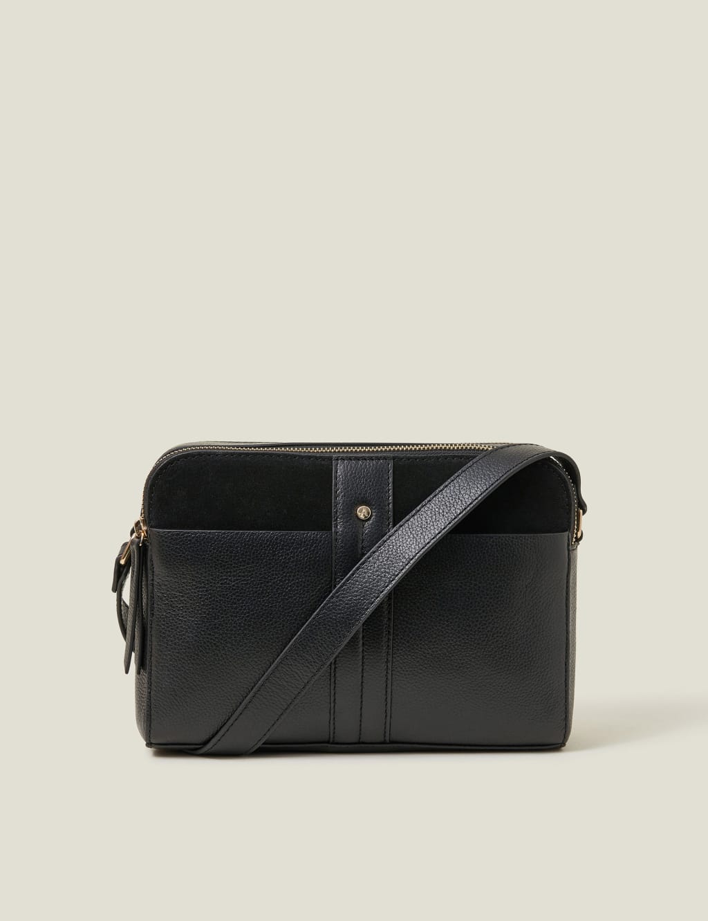 Leather Double Zip Cross Body Bag