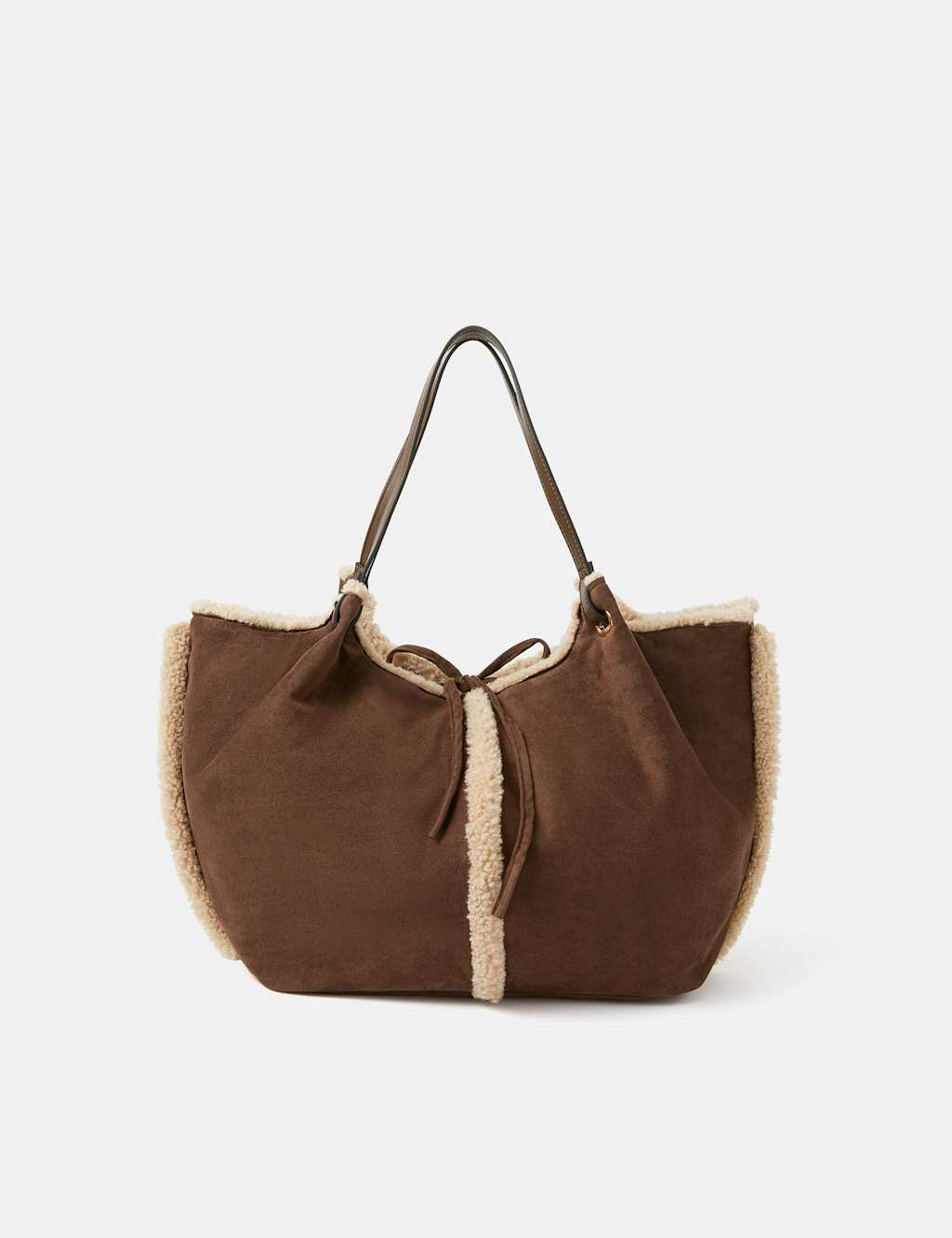 ACCESSORIZE Reversible Shearling Shoulder Bag Cream