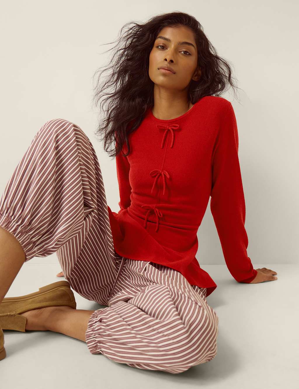 Monsoon Women's Peplum Jumper with Wool - 12 - Red - Available at M&S
