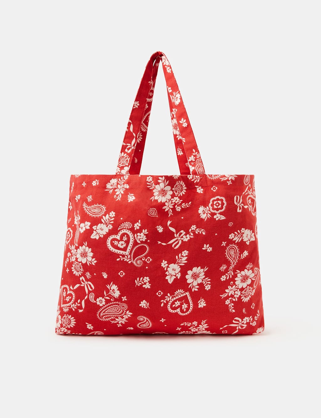 ACCESSORIZE Pure Cotton Paisley Floral Tote Bag Red