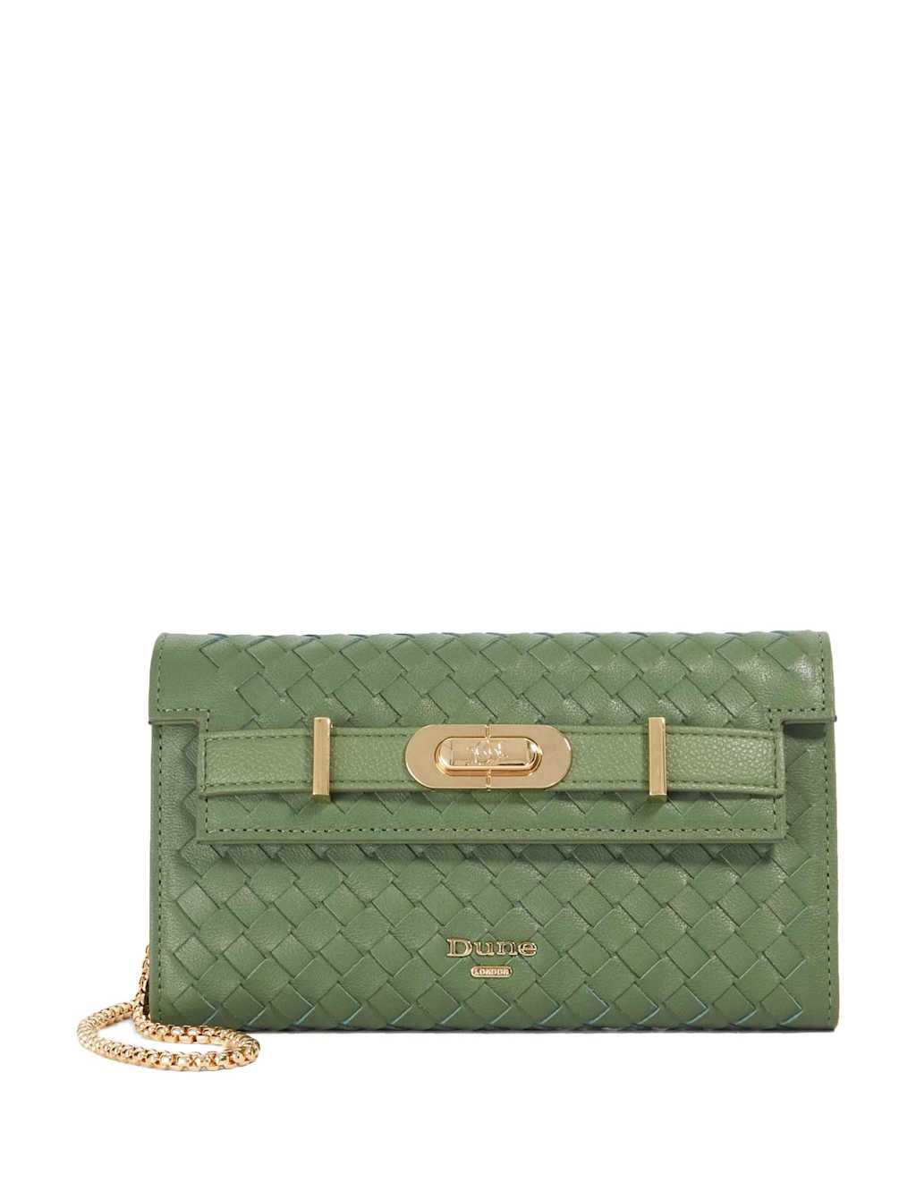 Dune London Women's Leather Woven Chain Strap Cross Body Bag - Sage - Available at M&S