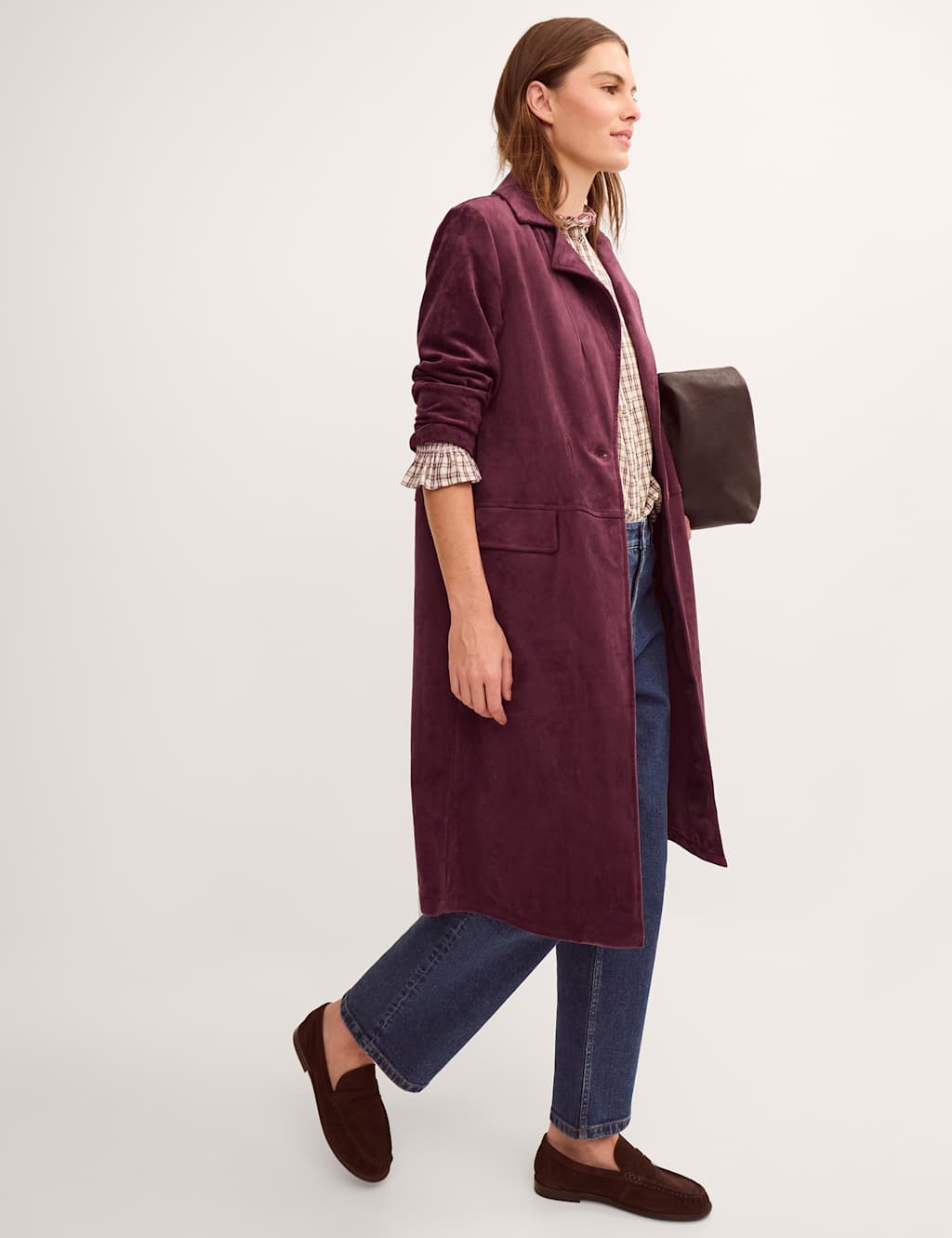 Monsoon Women's Faux Suede Coat - Medium - Berry - Available at M&S