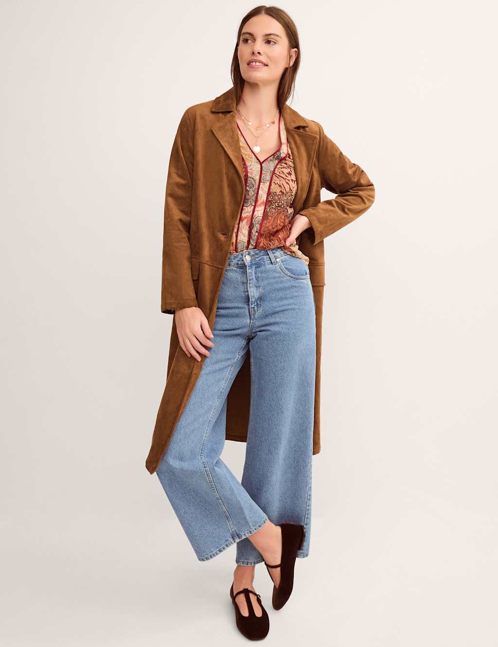 Monsoon Women's Faux Suede Coat - Extra Large - Tan - Available at M&S