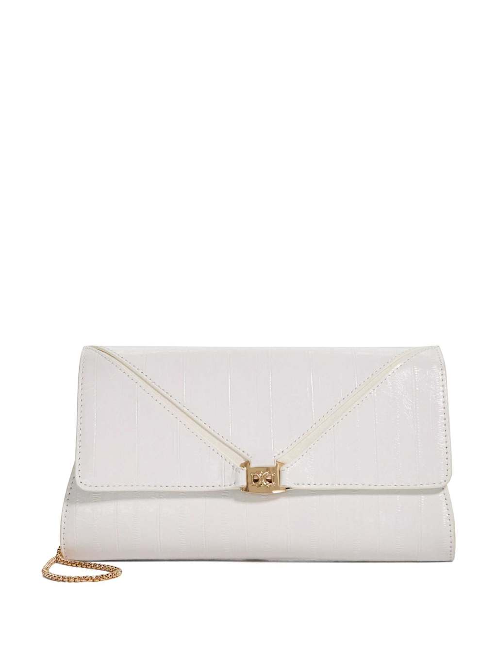Dune London Women's Leather Chain Strap Clutch Bag - White - Available at M&S