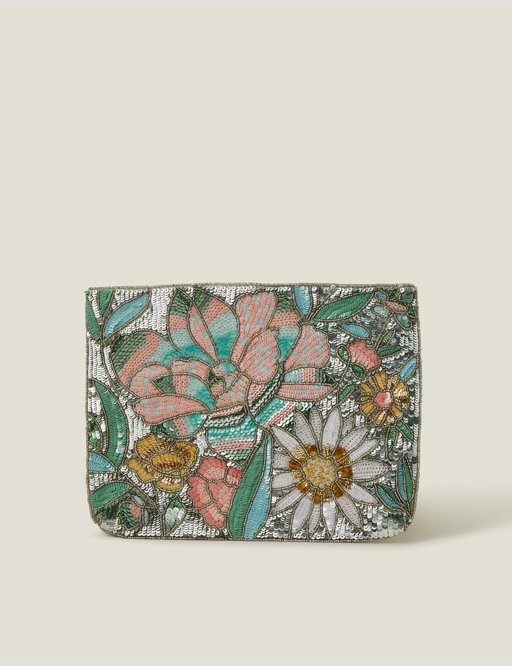 Floral Sequin Clutch Bag