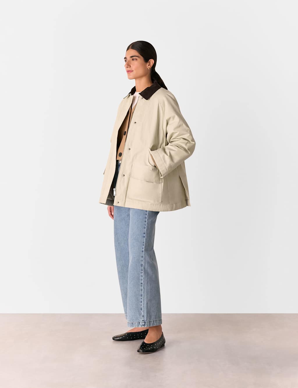 Waxed Pure Cotton Relaxed Utility Jacket