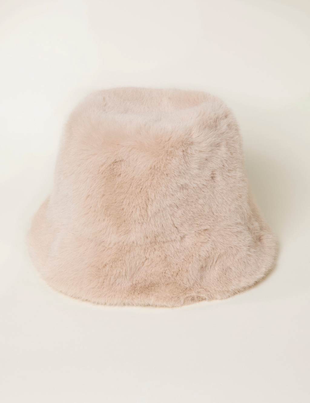 FatFace Faux Fur Bucket Hat Natural