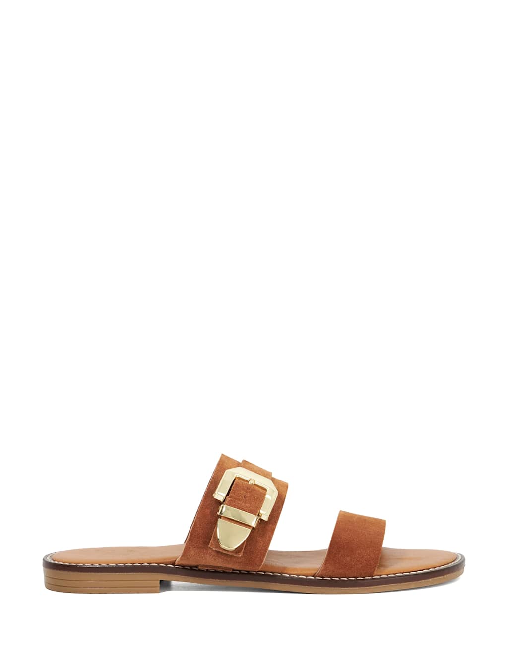 Leather Western Buckle Flat Sandals