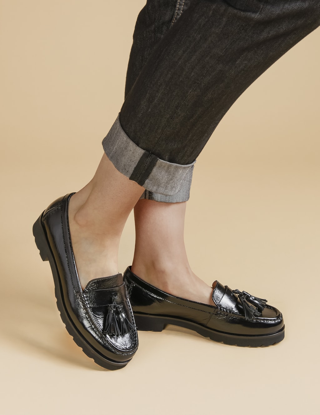 Patent Leather Tassel Loafers