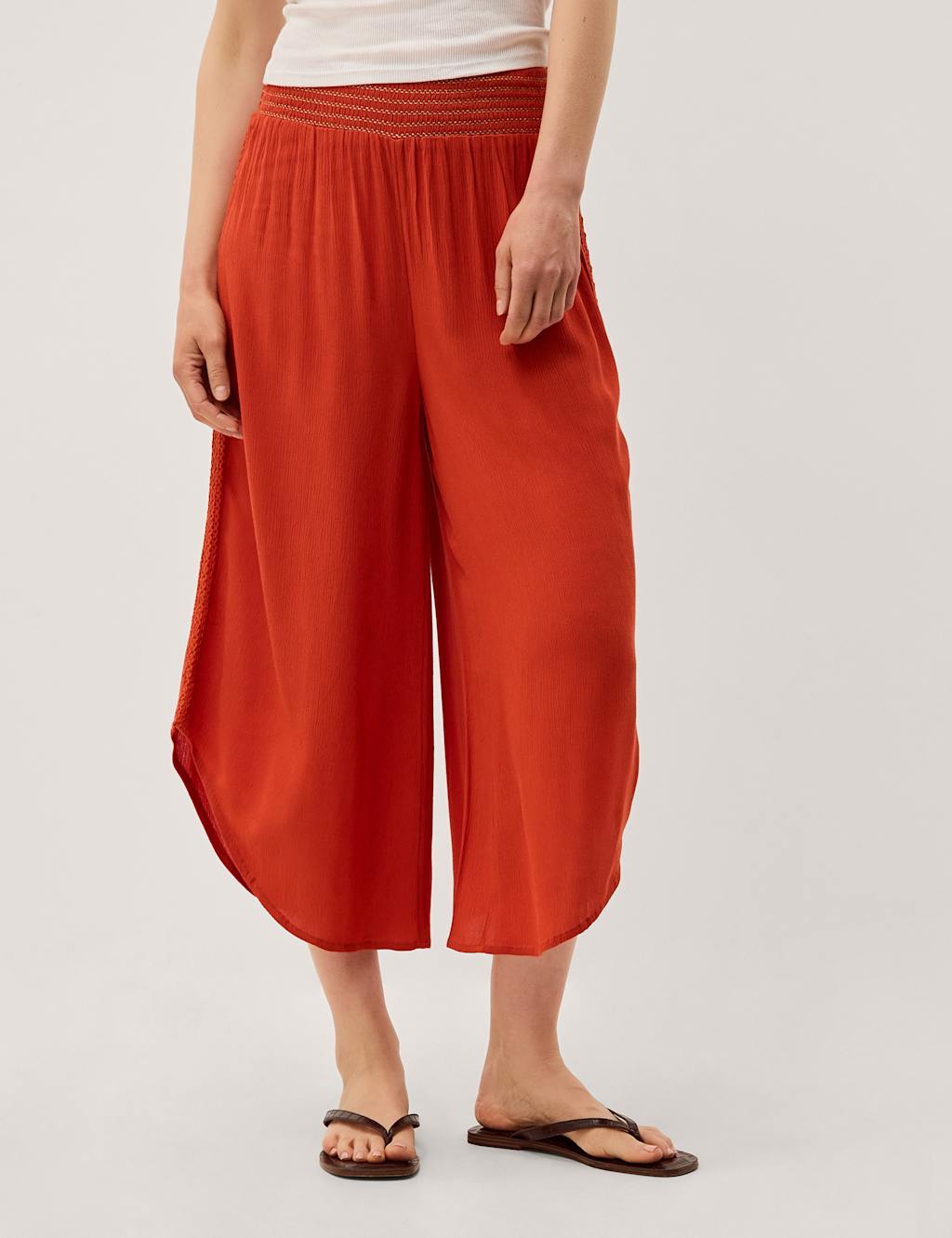 Monsoon Women's Wide Leg Trousers - Medium - Orange Mix - Available at M&S