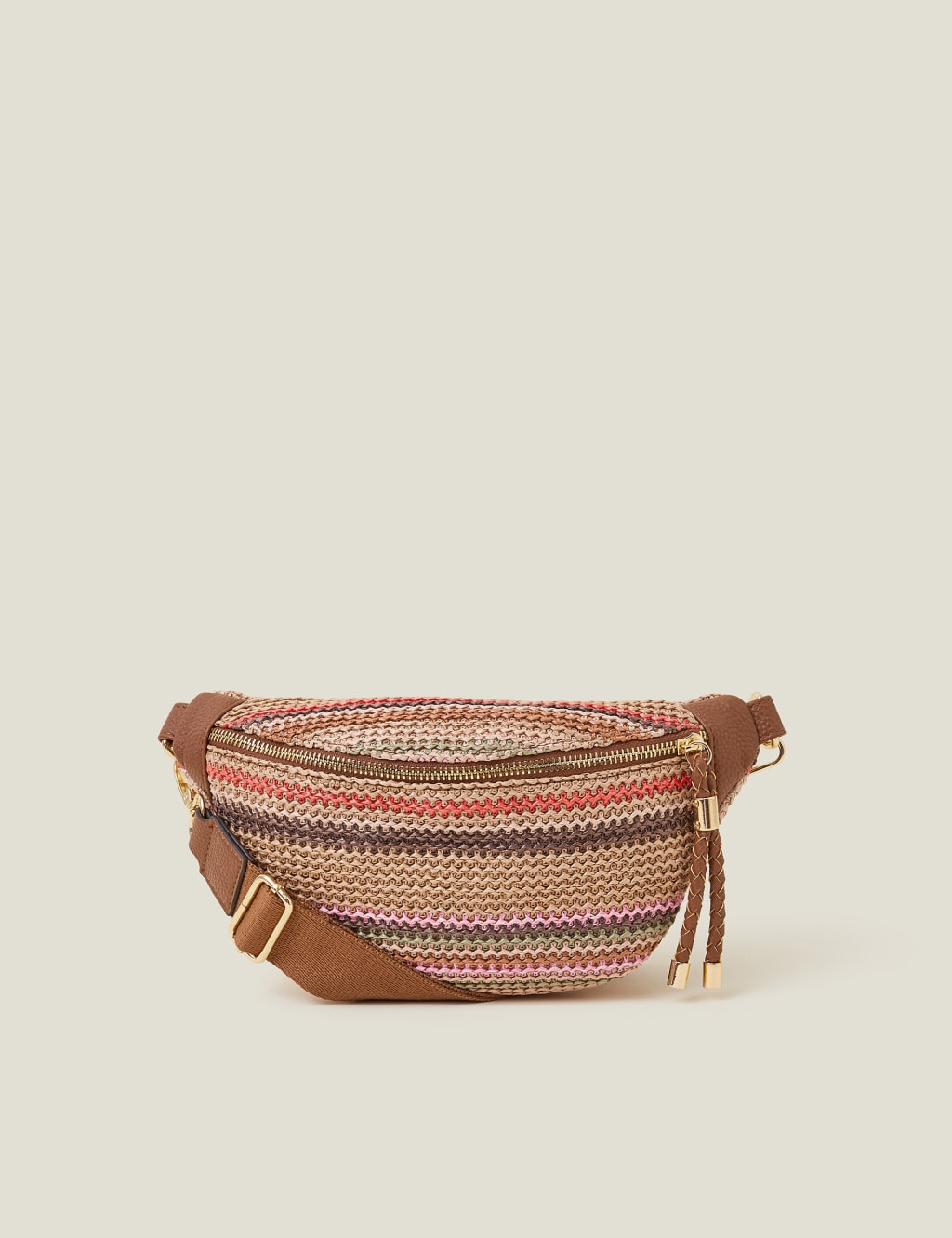 Raffia Striped Bum Bag