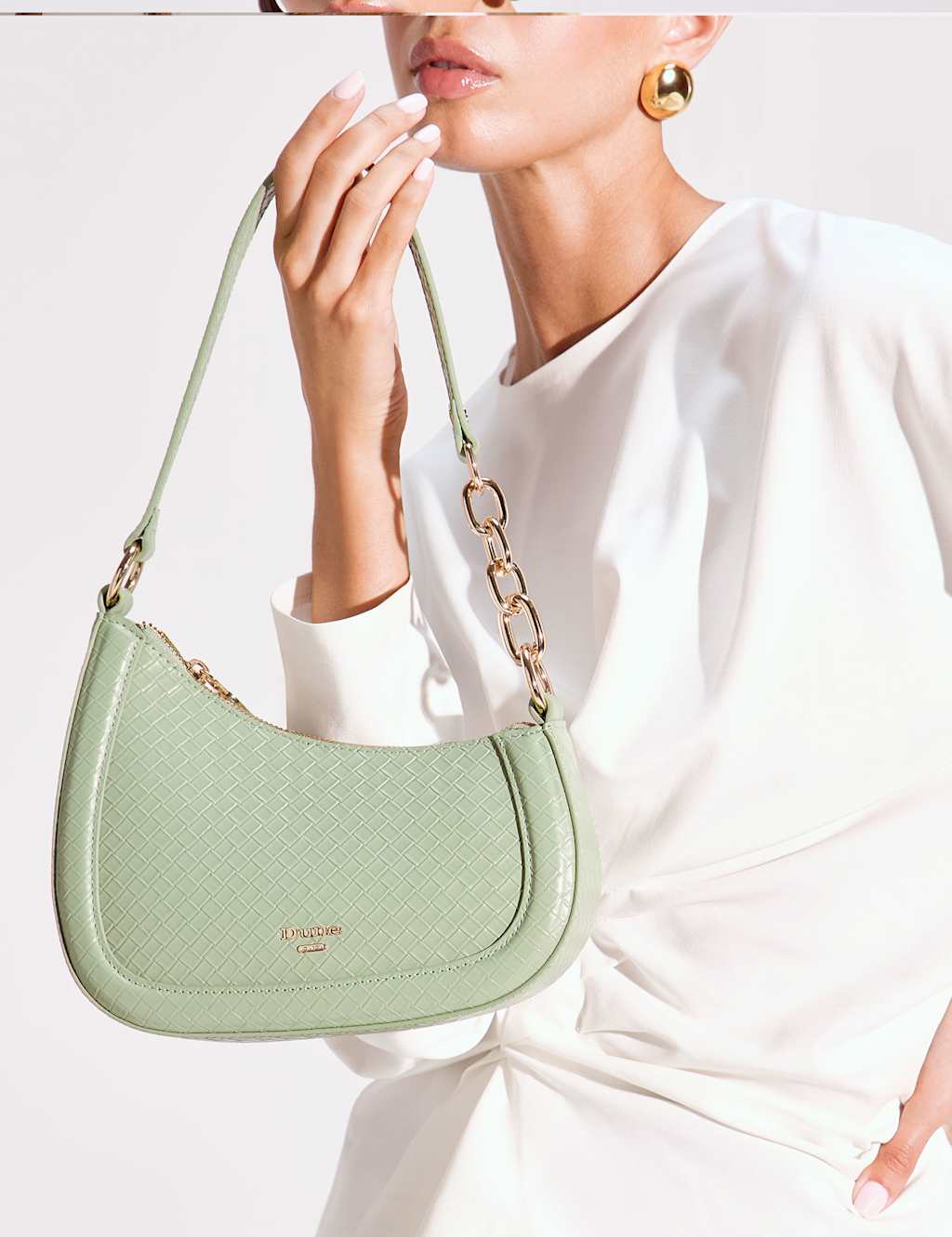 Dune London Women's Leather Chain Strap Shoulder Bag - Sage - Available at M&S