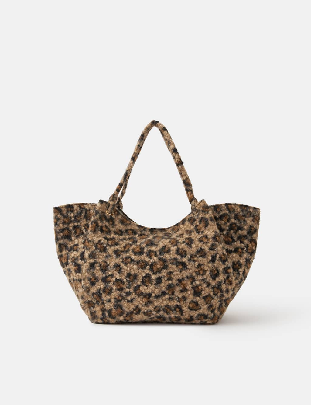 ACCESSORIZE Animal Print Teddy Shoulder Bag Brown Mix