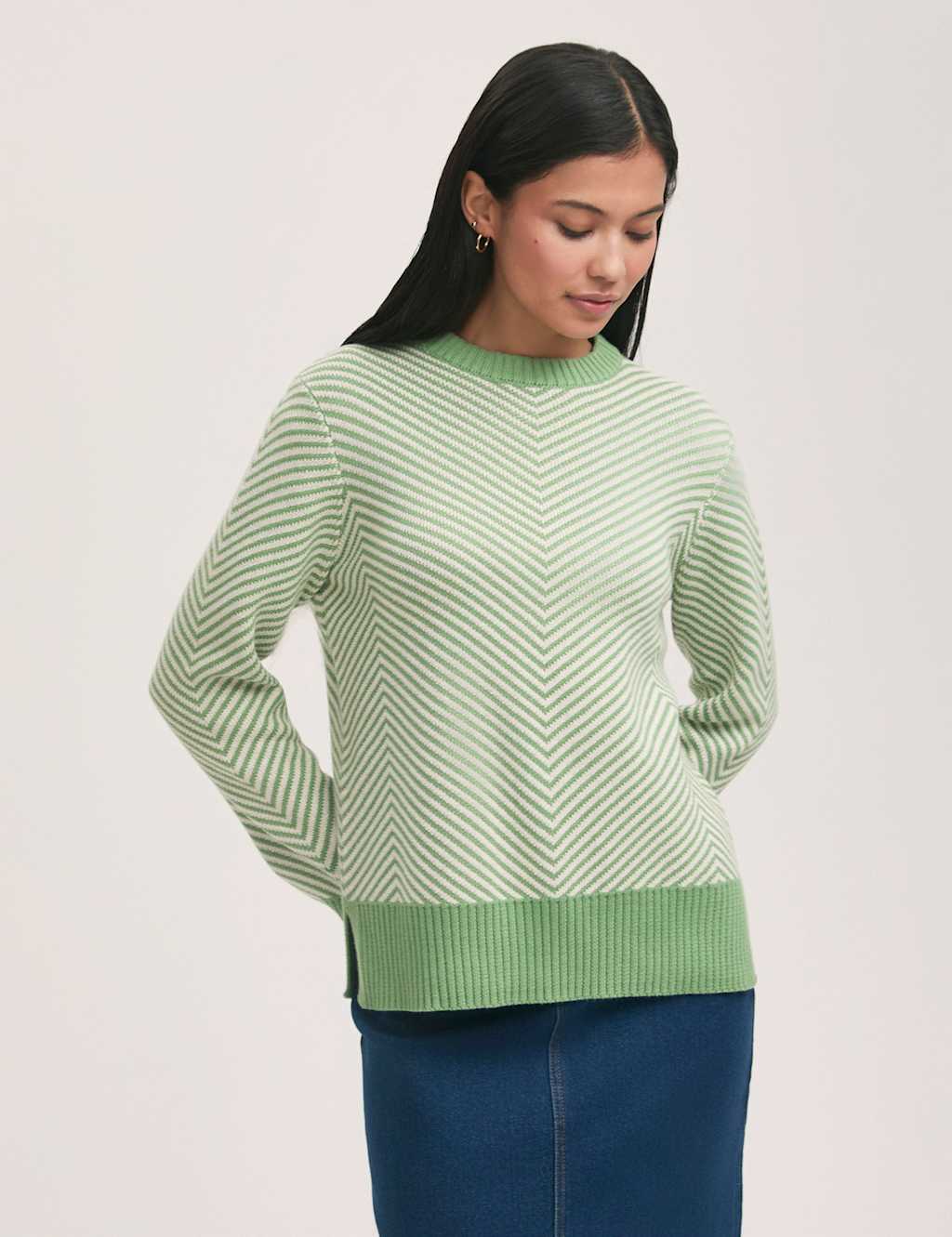 Stella Cotton Rich Striped Crew Neck Jumper