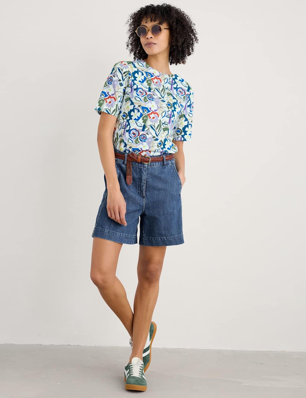 Pure Cotton Floral Slim Fit T-Shirt