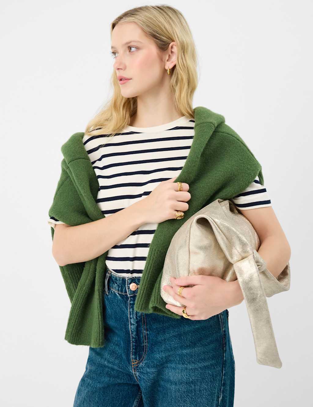 Accessorize Women's Suede Metallic Knotted Detail Slouch Bag - Gold - Available at M&S