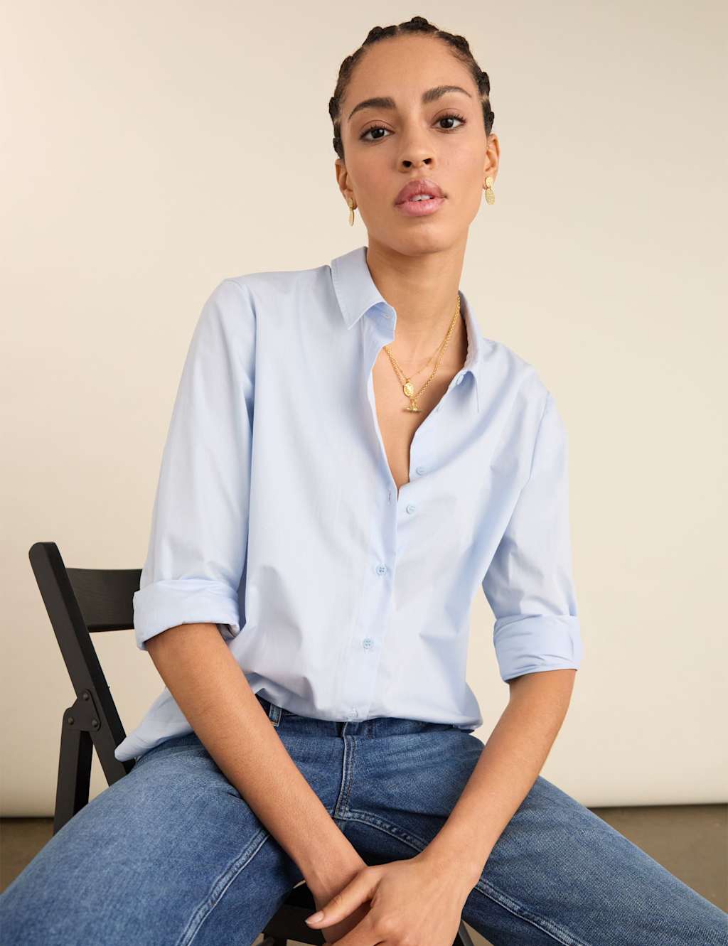 Baukjen Women's Pure Cotton Oversized Shirt - 10 - Light Blue - Available at M&S