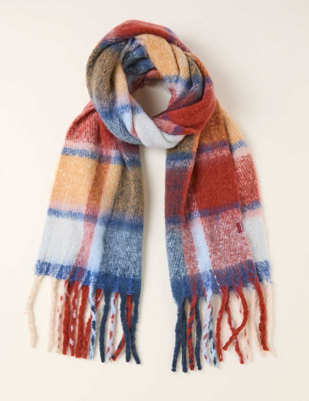 FatFace Check Tassel Scarf Multi