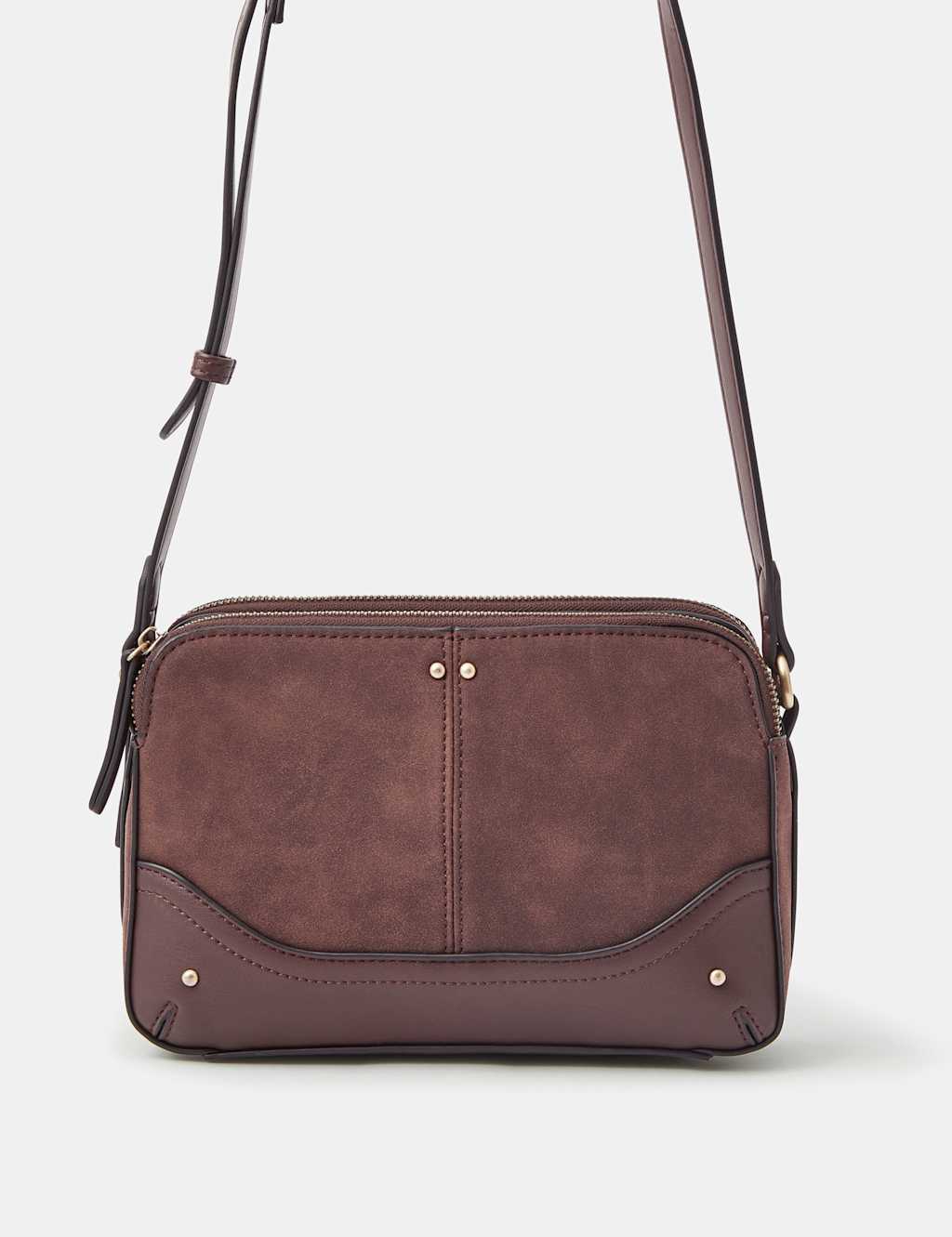 Accessorize Women's Faux Suede Cross Body Bag - Chocolate - Available at M&S