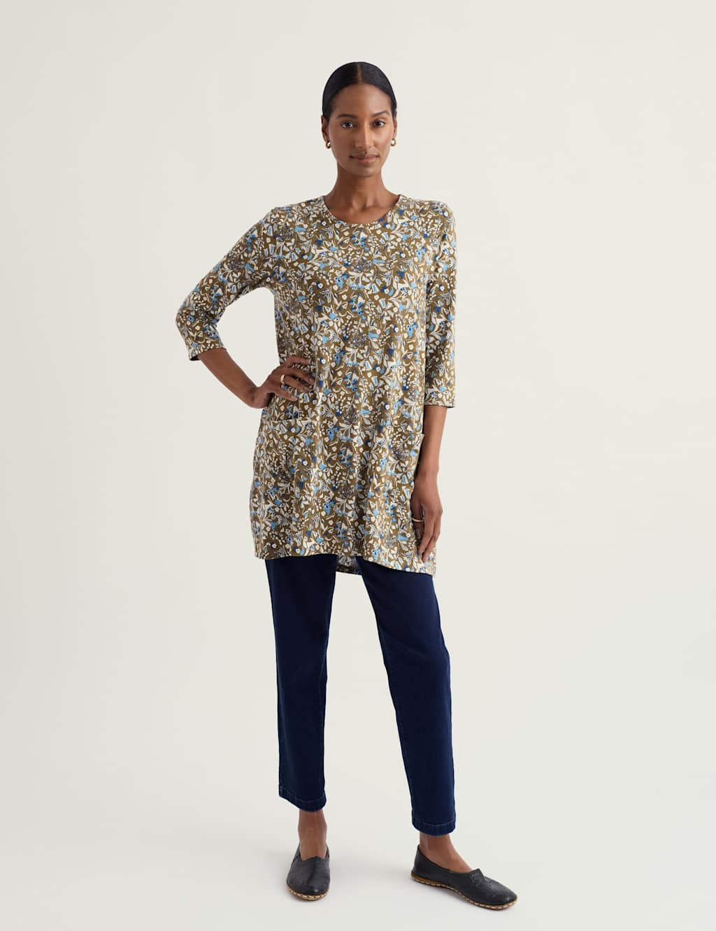 Seasalt Cornwall Women's Floral Relaxed Tunic with Cotton - 24 - Green Mix - Available at M&S