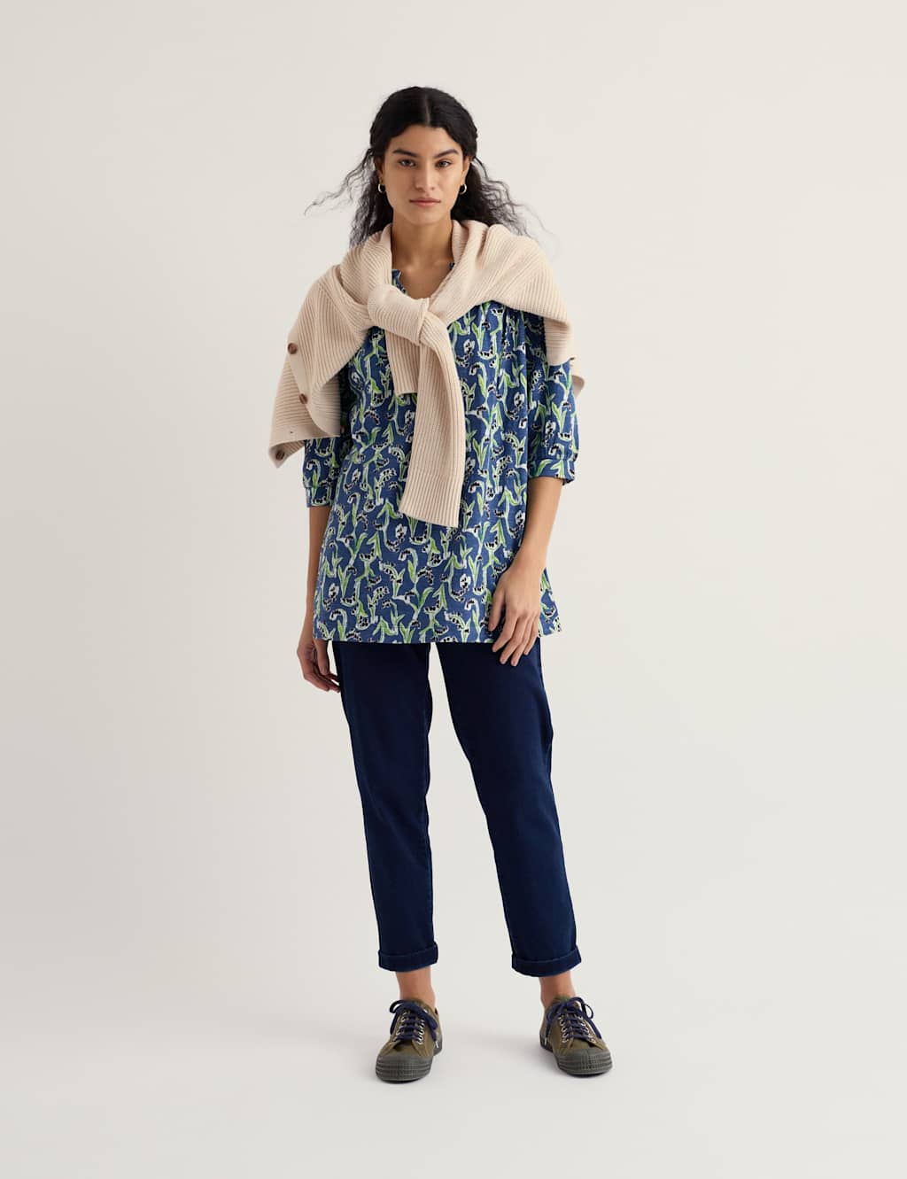 Seasalt Cornwall Women's Pure Cotton Floral Relaxed Tunic - 12 - Blue Mix - Available at M&S