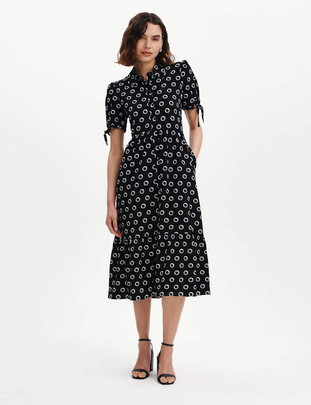 Finery London Women's Printed Midi Tiered Shirt Dress - 18 - Black Mix - Available at M&S