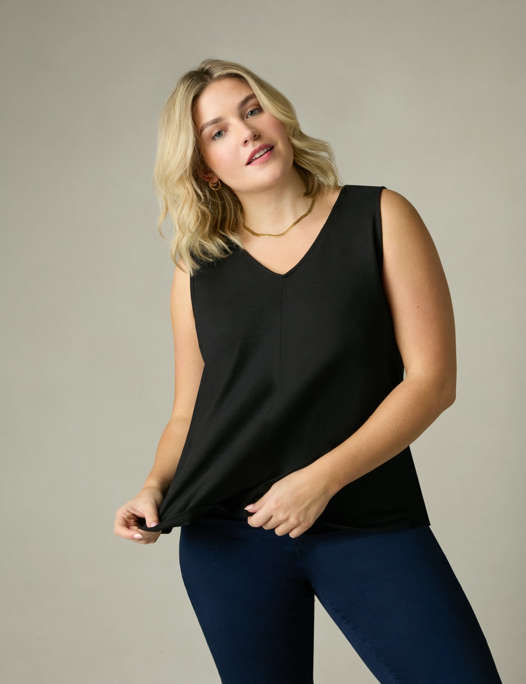 Pure Cotton V-Neck Relaxed Vest