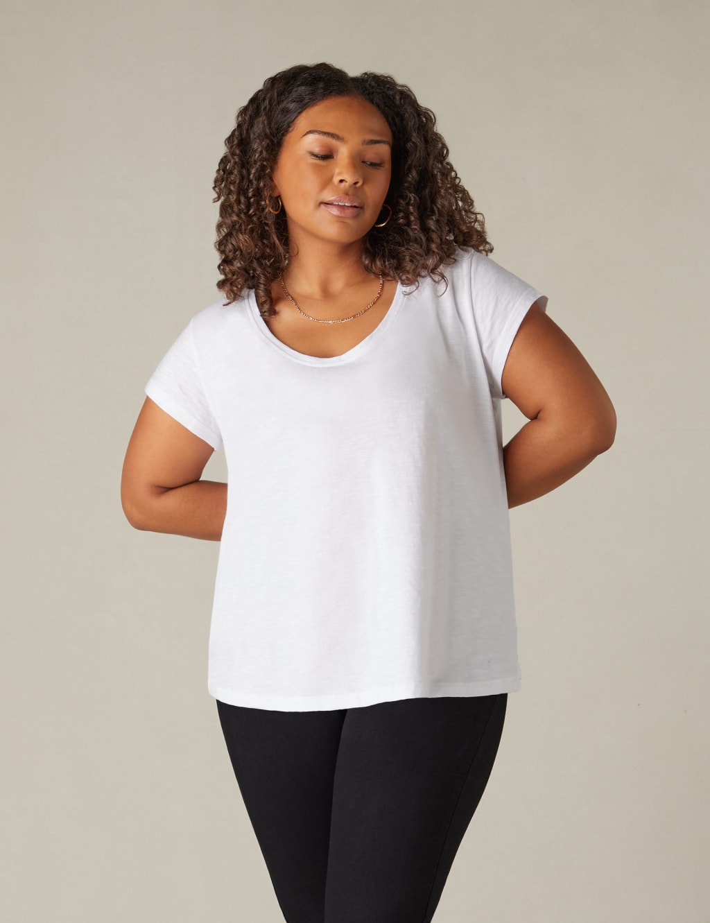 Pure Cotton Scoop Neck T-Shirt