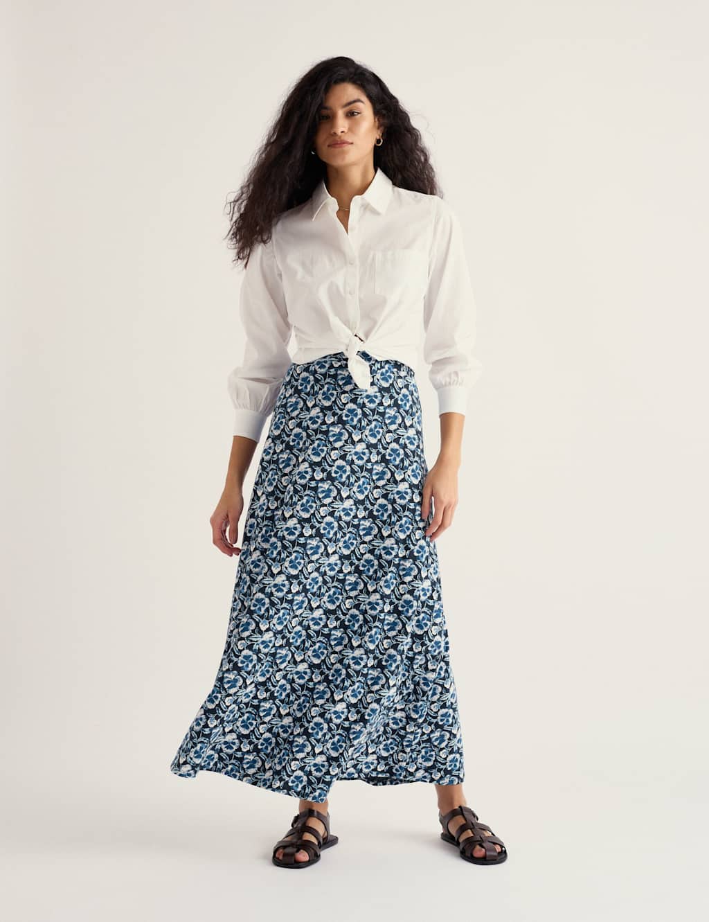 Seasalt Cornwall Women's Cotton Rich Floral Midaxi A-Line Skirt - 18 - Navy Mix - Available at M&S