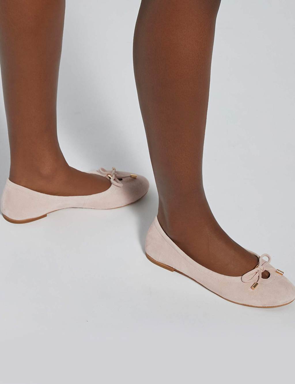 Dune London Women's Leather Flat Ballet Pumps - 6 - Blush - Available at M&S