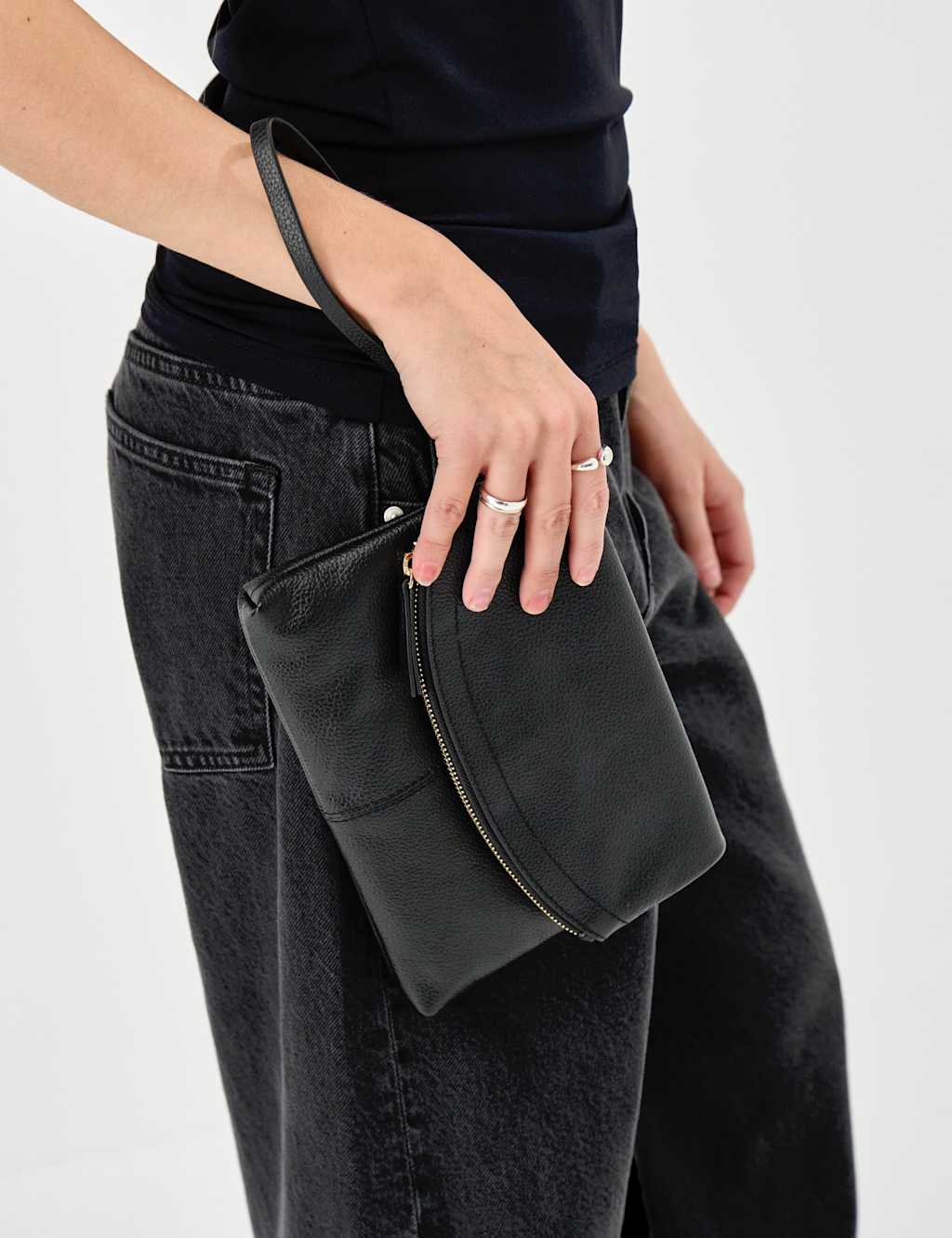 Accessorize Women's Leather Clutch Bag - Black - Available at M&S