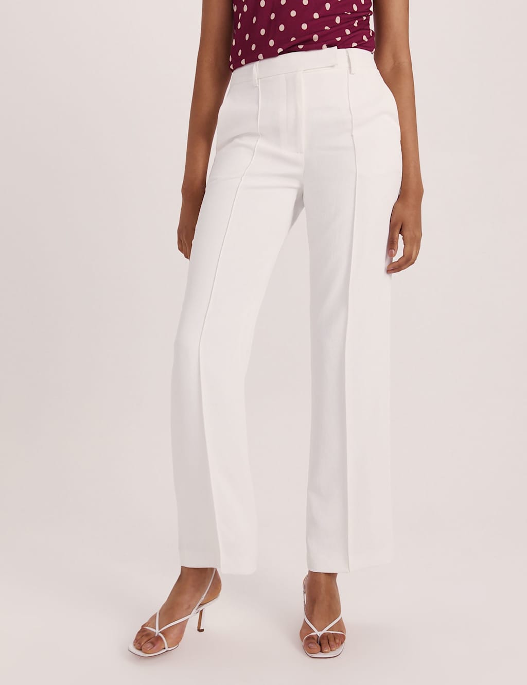 Saba Women's Wide Leg Tailored Trousers - 10 - White - Available at M&S