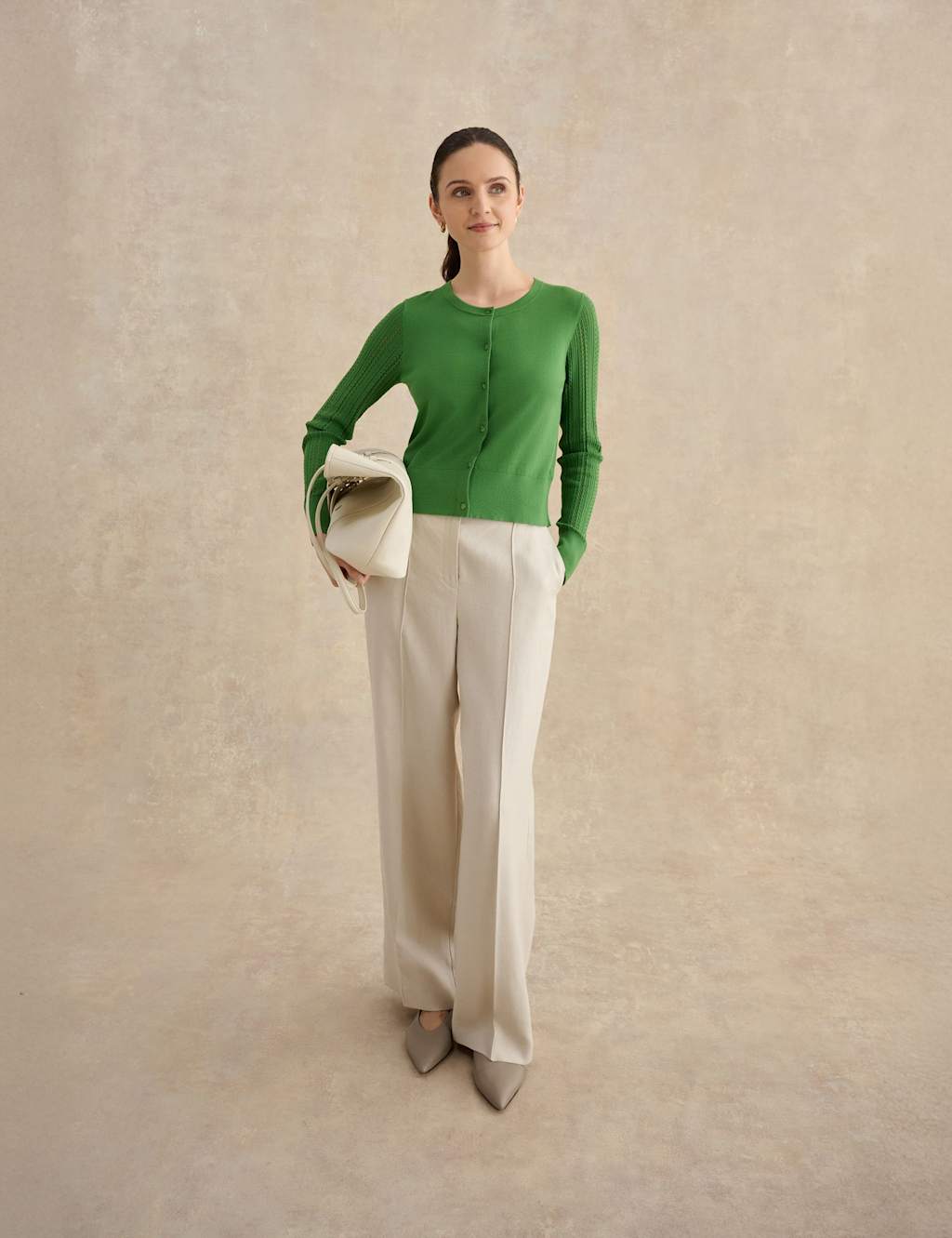 Hobbs Women's Textured Button Front Cardigan - Small - Green - Available at M&S