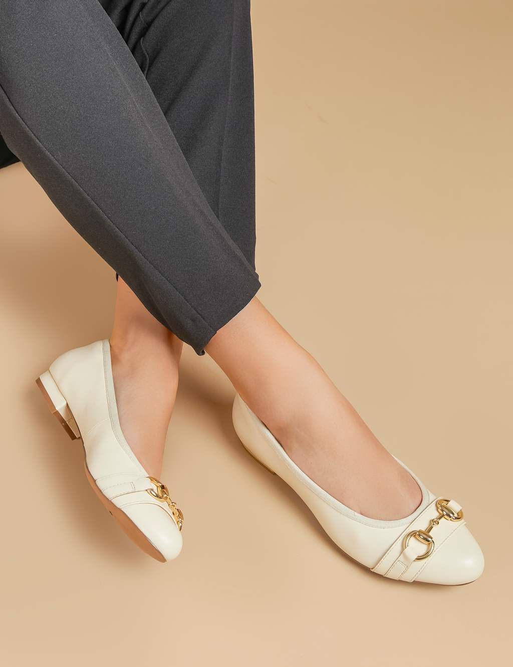 Leather Buckle Slip On Pumps