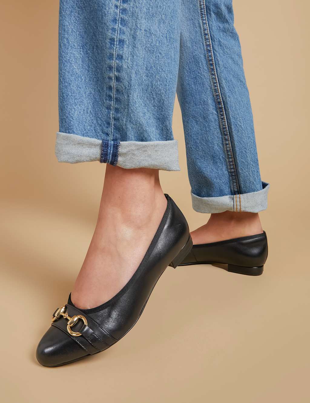 Leather Buckle Slip On Pumps