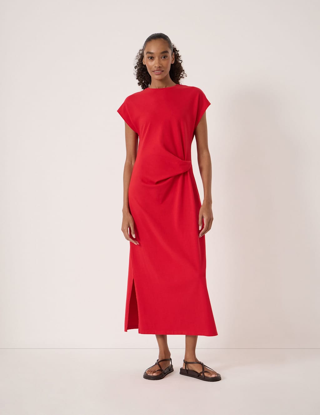 Hush Women's Pure Cotton Striped Midaxi Column Dress - Small - Red Mix - Available at M&S