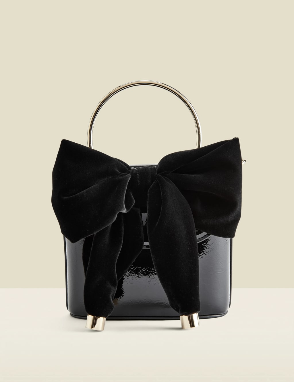 SOSANDAR Velvet Bow Detail Clutch Bag Black