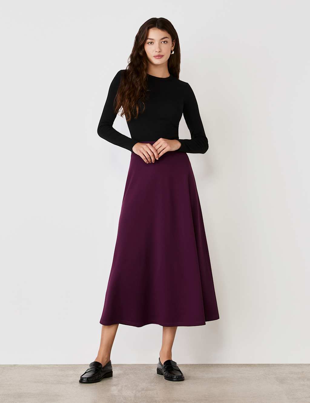Jersey Midi A-Line Skirt