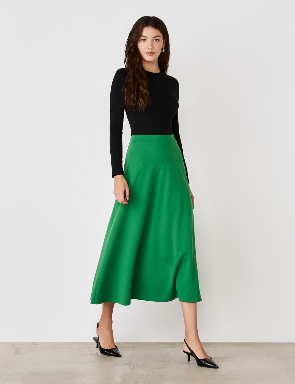 Jersey Midi A-Line Skirt