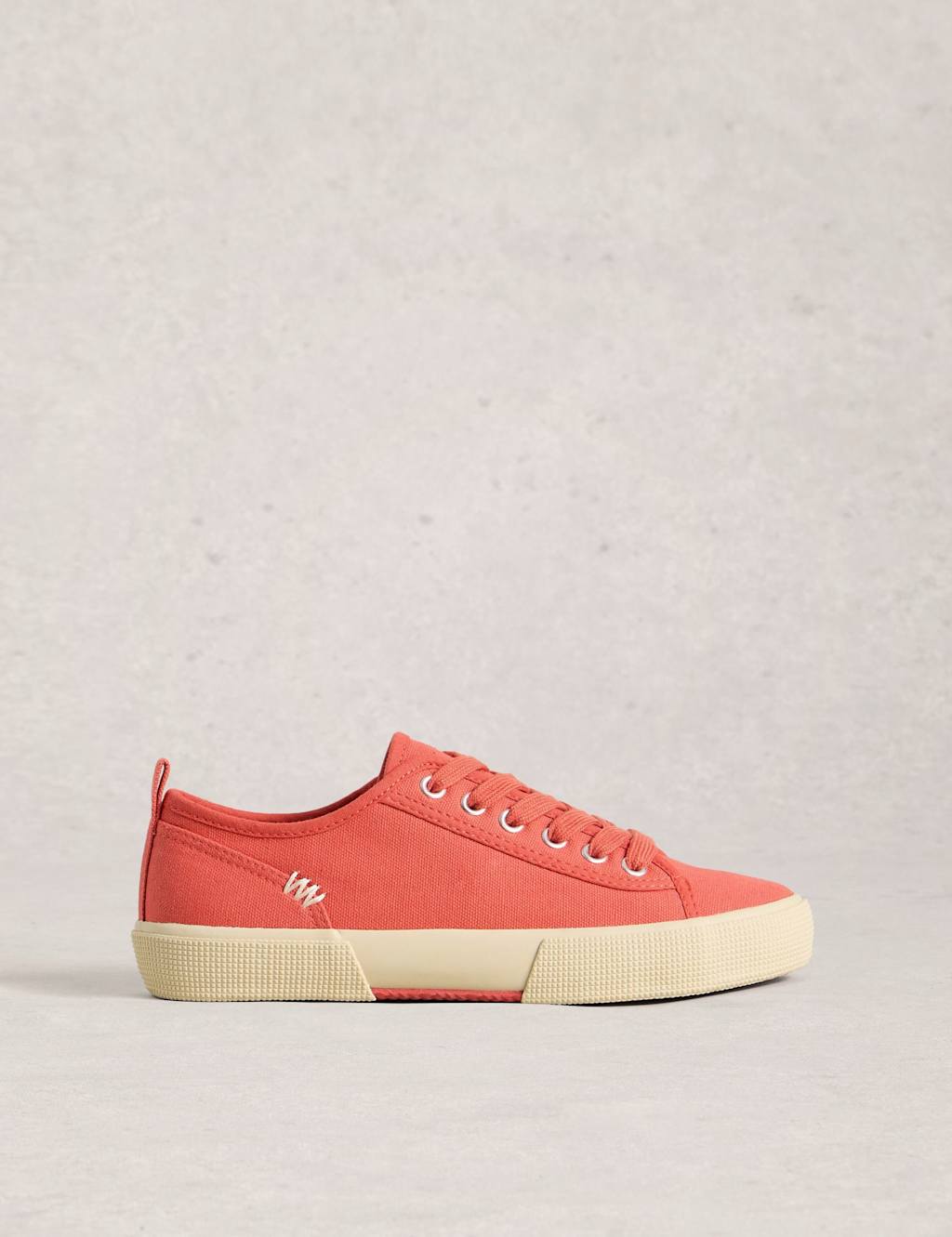 White Stuff Women's Canvas Lace Up Striped Trainers - 5 - Red - Available at M&S