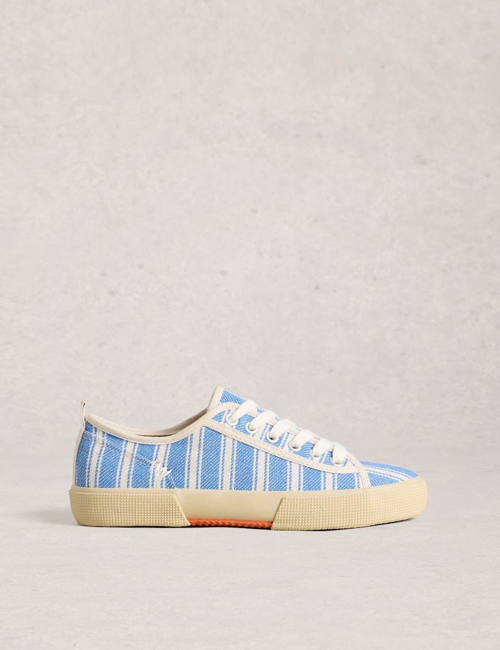 White Stuff Women's Canvas Lace Up Striped Trainers - 8 - Blue - Available at M&S