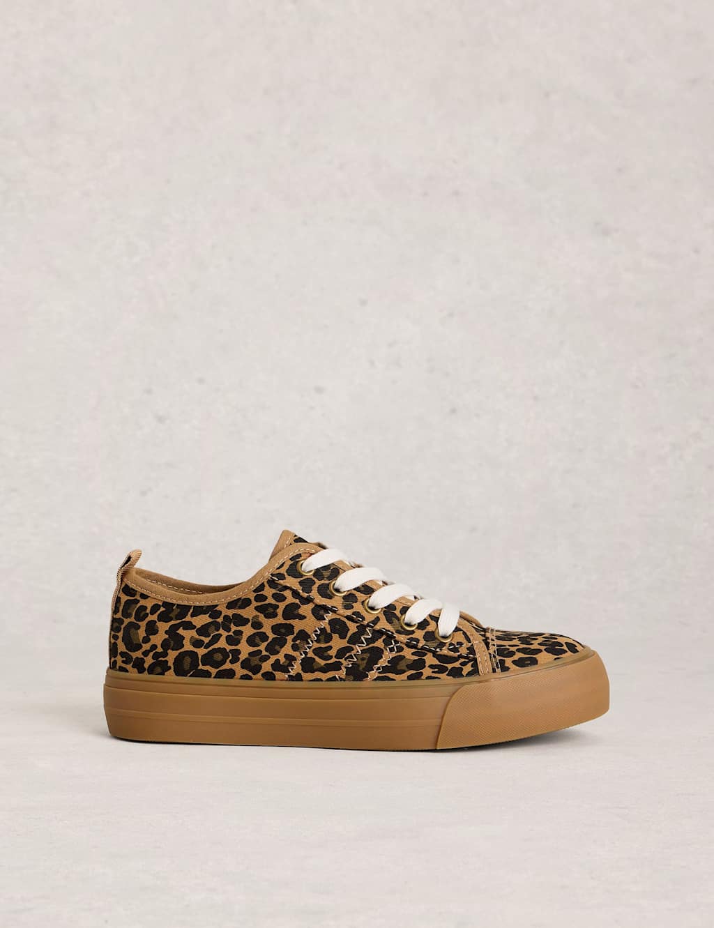 White Stuff Women's Canvas Leopard Print Flatform Trainers - 7 - Brown - Available at M&S