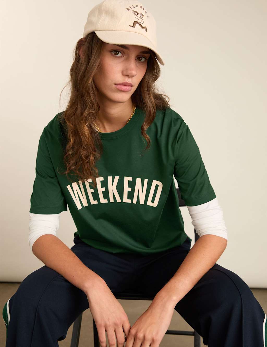Baukjen Women's Pure Cotton Weekend Slogan T-Shirt - 12 - Green - Available at M&S