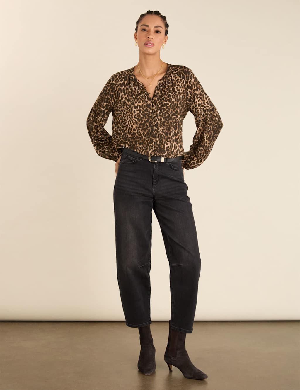 Baukjen Women's Animal Print Relaxed Blouse - 12 - Brown Mix - Available at M&S